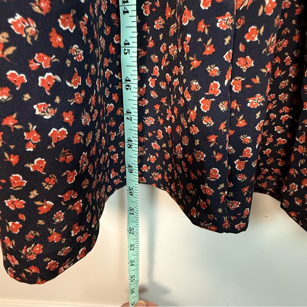 Uniqlo Floral Button Front Midi Dress Black Orange M Long Sleeve Cottagecore - Picture 12 of 14